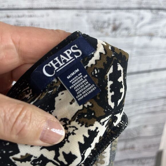 Chaps Skirt size Medium Black Brown Slinky Knee A Line Boho Stretch Peasant Slim - Picture 9 of 9